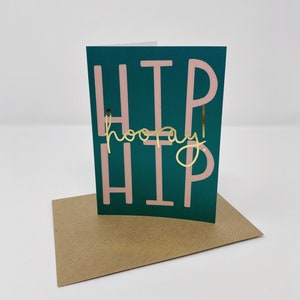 Hip Hip Hurra - Tarjeta A6 / Lámina de oro, Cumpleaños, Celebración, Aniversario, Nuevo bebé, Boda, Tarjetas de felicitación