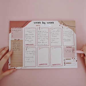 Week by Week Weekly Planner - A4 Notepad Landscape | Desk Pad, To Do, Organisation, Back to School
