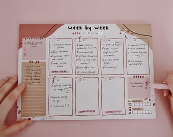 Week by Week Weekly Planner - A4 Notepad Landscape | Desk Pad, To Do, Organisation, Back to School