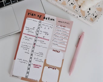 Plan of Action Daily Planner - A5 Notepad Portrait | Desk Pad, To Do, Organisation, Back to School