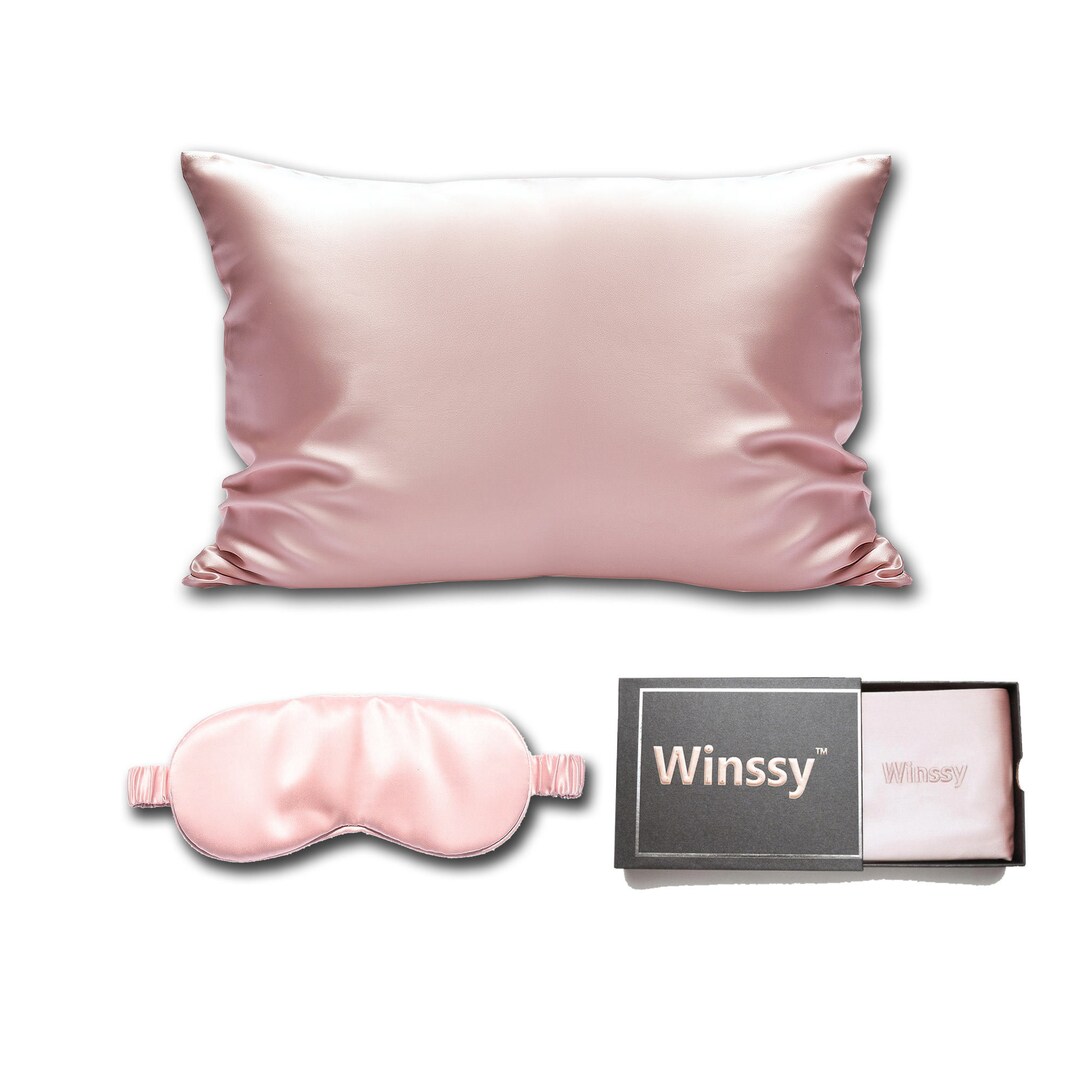 Silk Pillowcase Gift Set With Matching Silk Sleep Eye Mask Cool