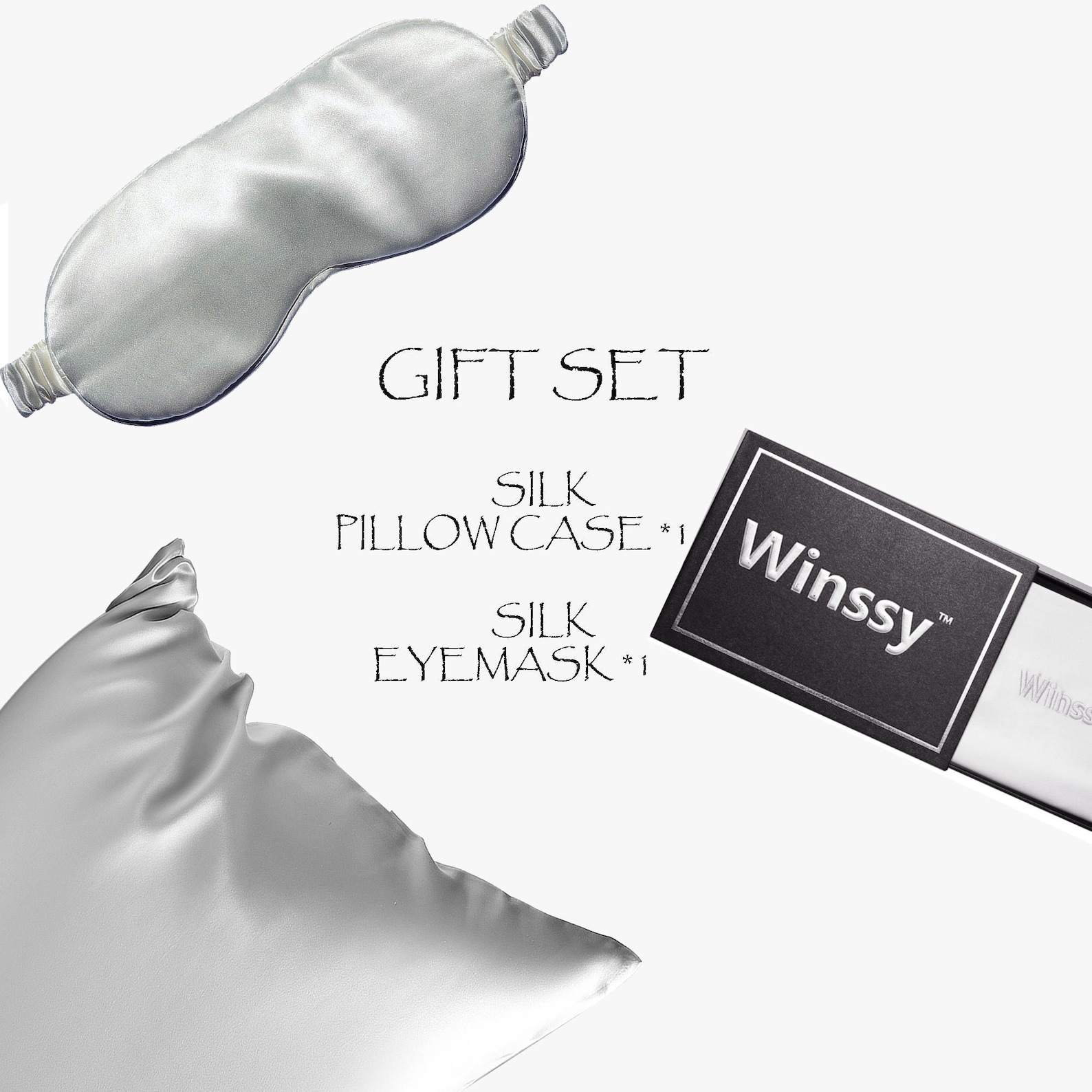 Silk Pillowcase Gift Set With Matching Silk Sleep Eye Mask Cool