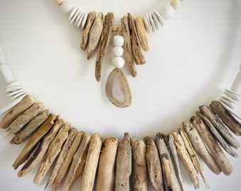 Driftwood Agate Cuttlefish Clay Wall Hanging, Boho Wall Hanging, Wood Wall Art, Coastal Wall Decor, House Warming Gift