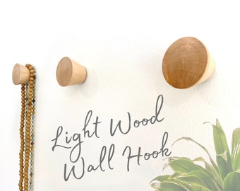 Light Beech Wood Wall Hook I Round Wood Wall Hanger I Wood Towel hanger I Wood Coat Hanger