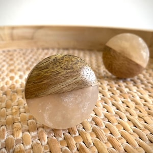 Wood Resin Cabinet Handle, Wood Rattan Furniture Pull, Coastal Handle, Dresser Handle