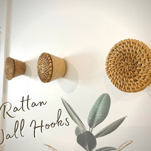 Rattan Wall Hook I Round Rattan Coat Hook I Rattan Towel hanger I Rattan Coat Hanger