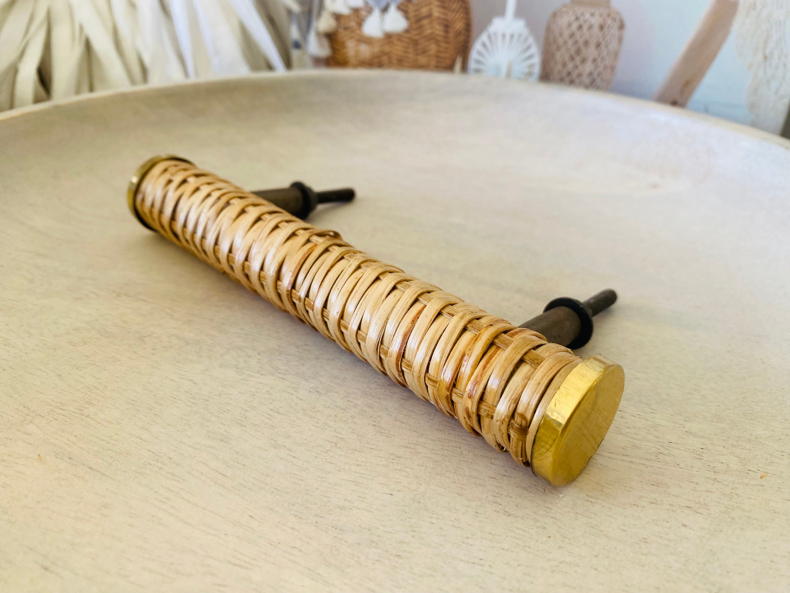 Rattan Cabinet Handle, Rattan Furniture Pull, Coastal Handles, Boho Dresser Handle, Furniture Hardware
