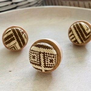 Brown & Straw Bamboo Rattan Furniture Knobs, Dresser Knob, Cabinet Knob, Boho Knob