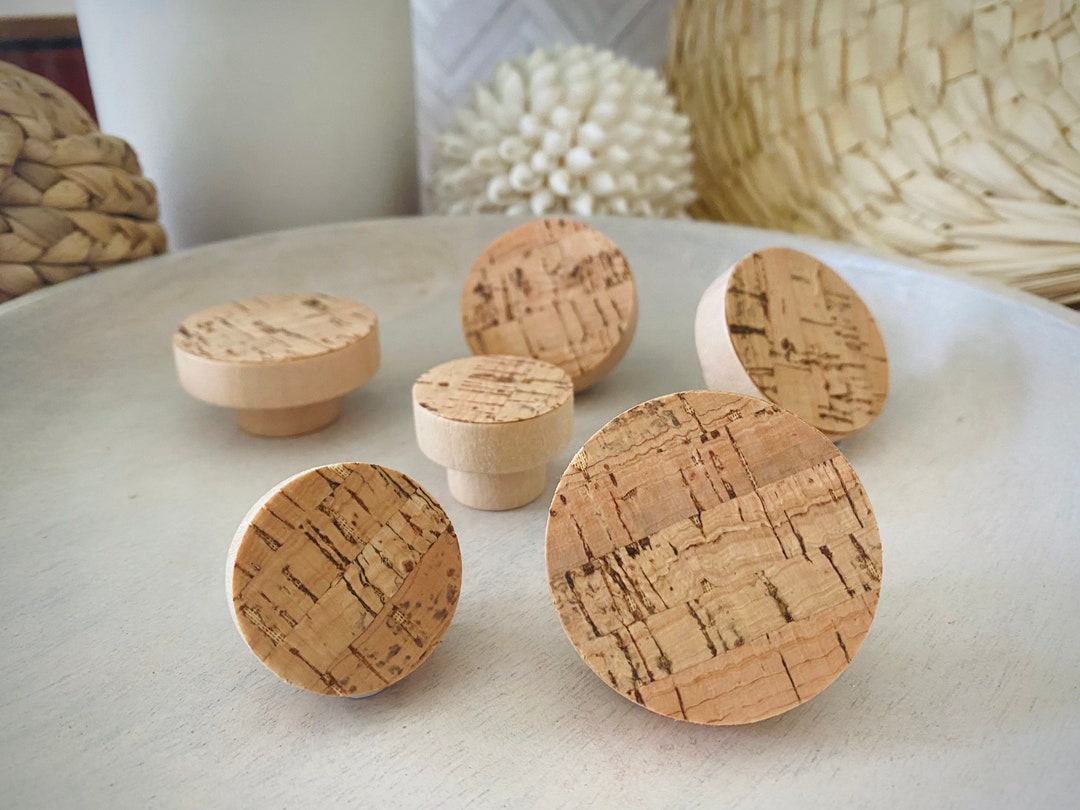 Cork Wood Knob Tan Round Wooden Furniture Knobs Cork Dresser Etsy