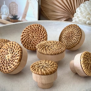 Rattan  Knob, Rattan Handle, Furniture Knobs, Cabinet Hardware, Boho Dresser Knob, Furniture Hardware