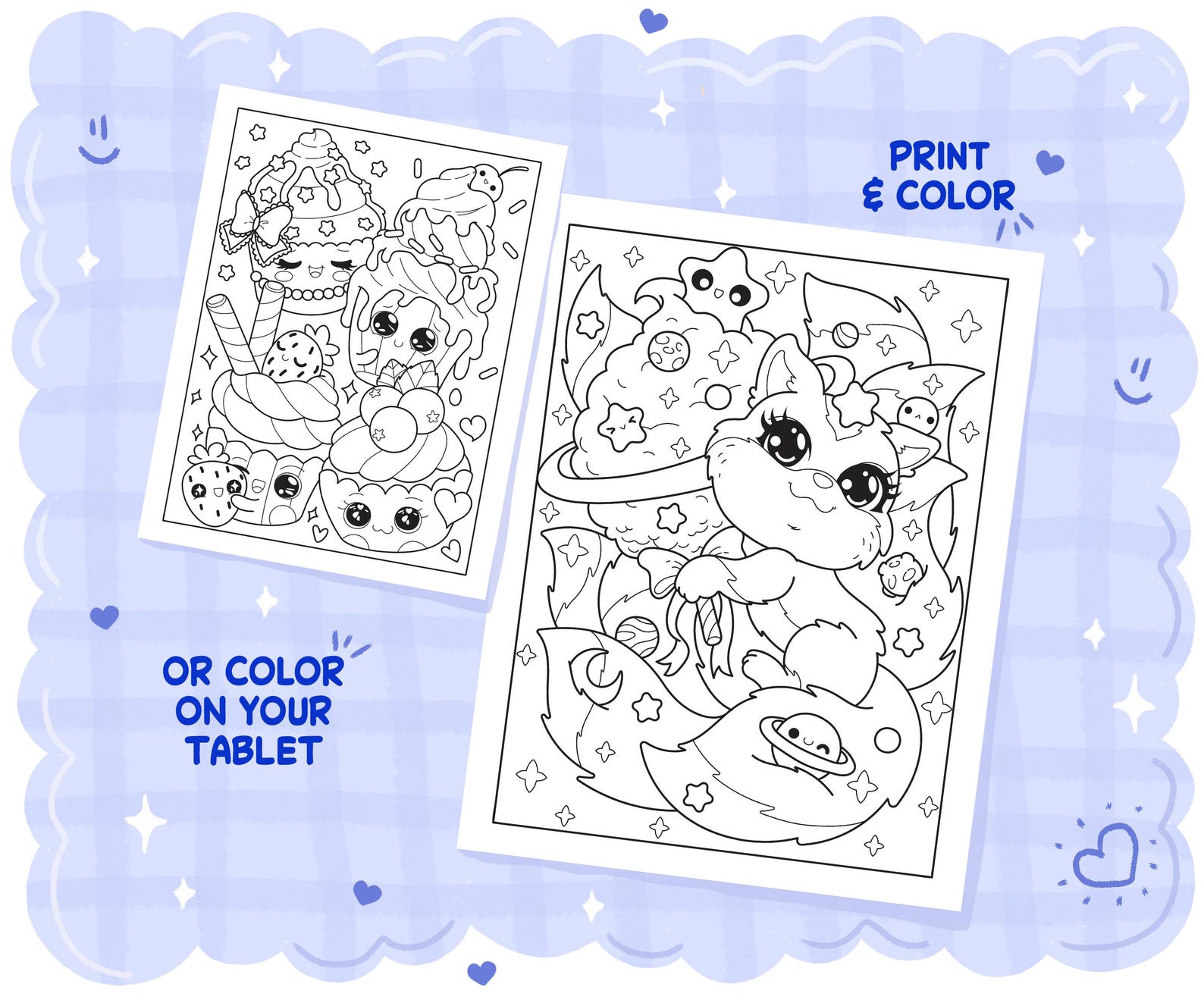 Cute Kawaii Coloring Book Printable PDF Instant Digital Download, Fun ...