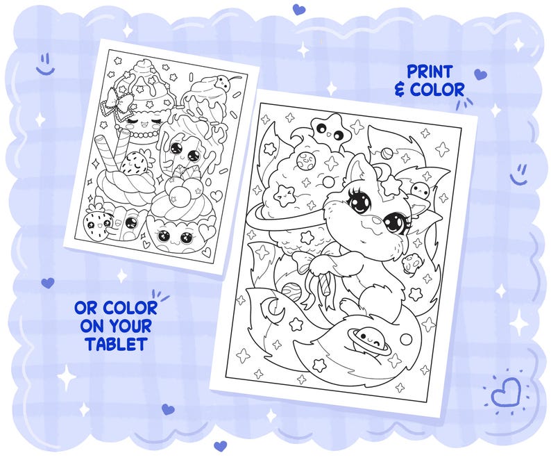 Cute Kawaii Coloring Book Printable PDF Instant Digital Download, Fun ...