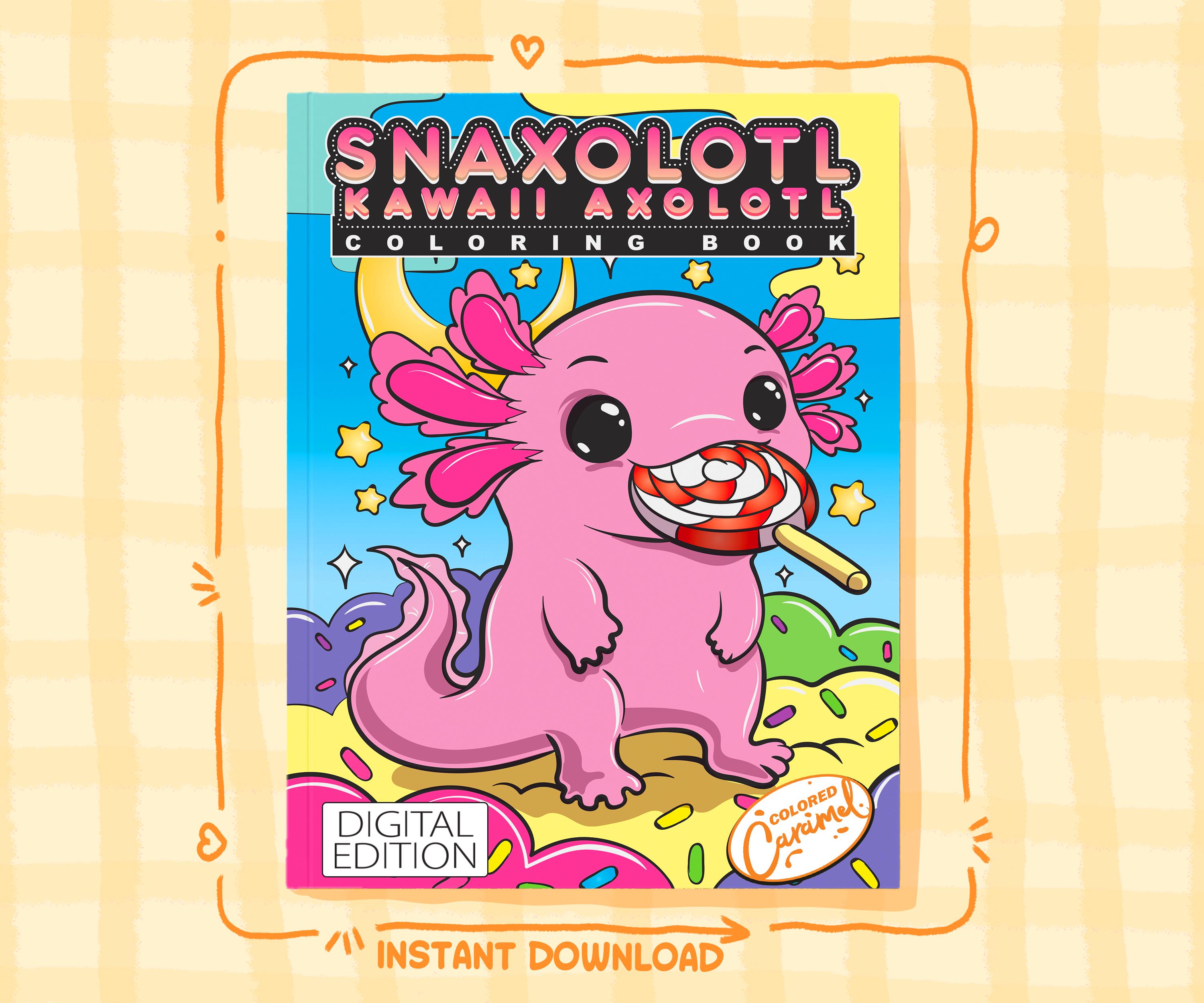 Axolotl Kawaii Coloring Book: Fun Foodie Salamander — coloring book cover