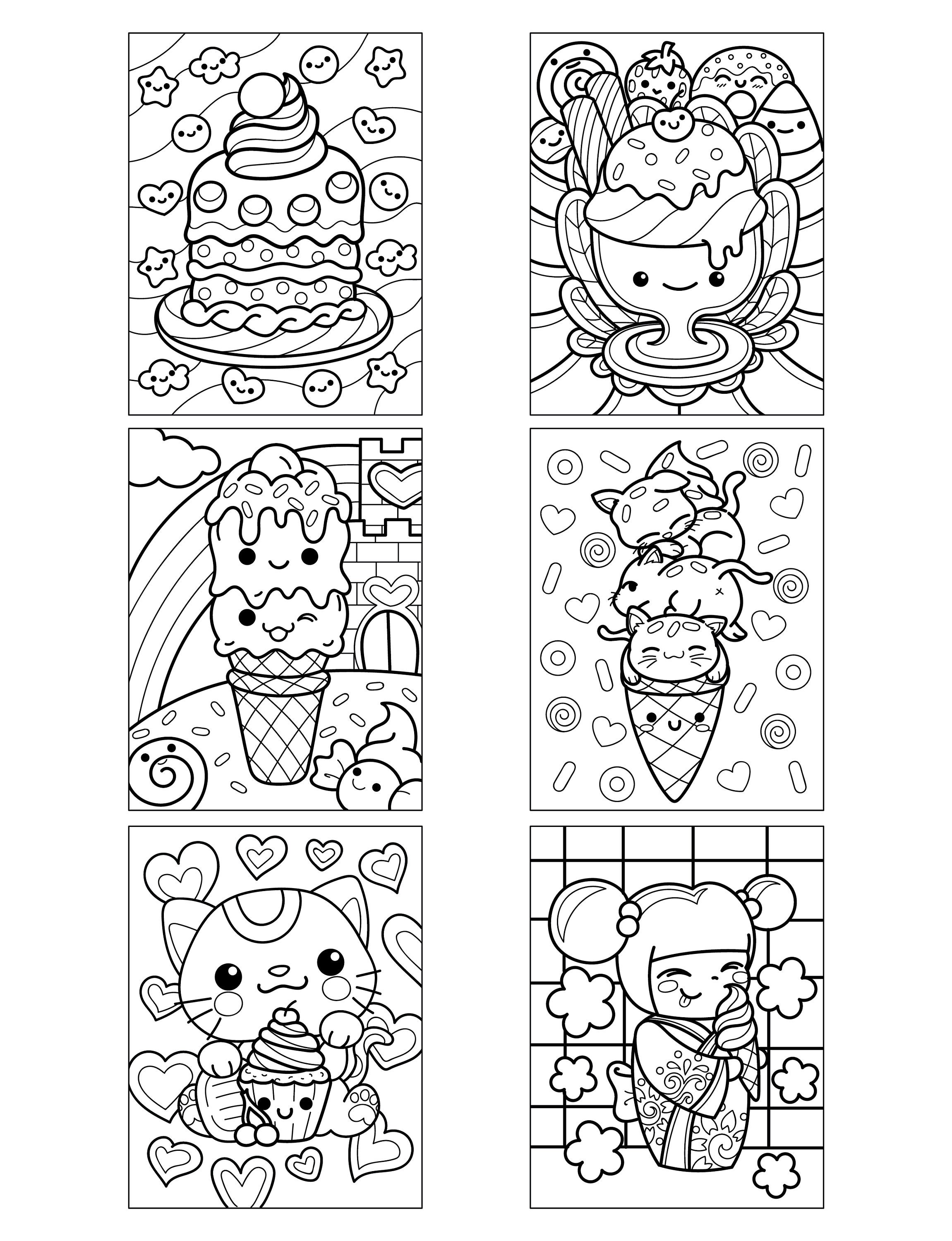 KAWAII Printable PDF Download Coloring Book Too Sweet to Eat: - Etsy ...