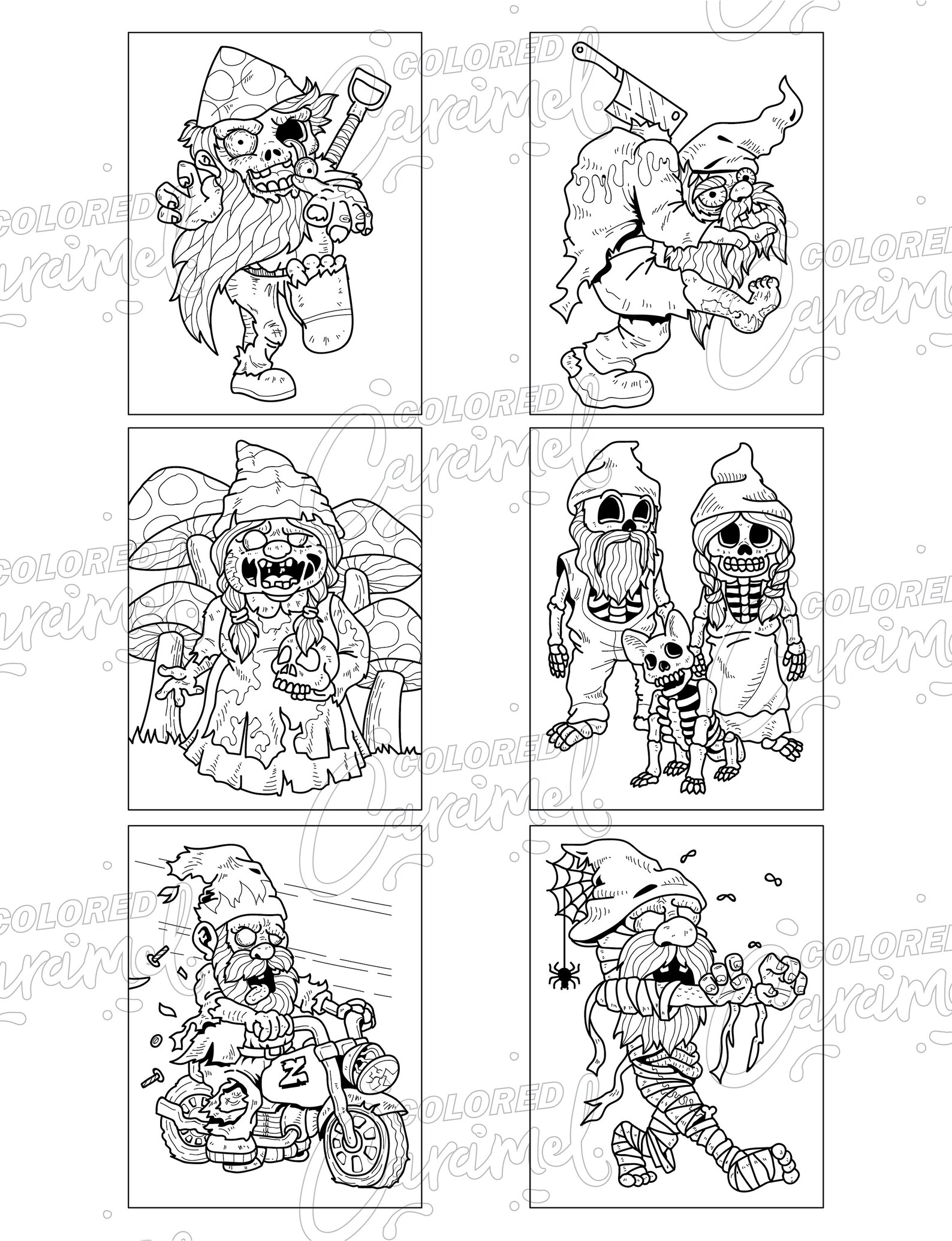 Download Zombie Gnomes Horror Halloween Printable PDF Download Coloring | Etsy