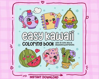 Kawaii Coloring Book: 55 Adorable Animal & Food Pages (PDF Download)
