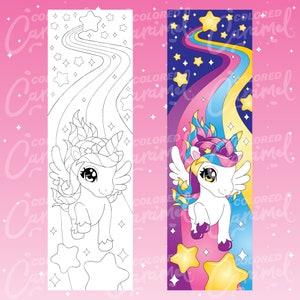 Coloring Unicorn Bookmarks Printables Instant Download PDF, Cute Set of ...
