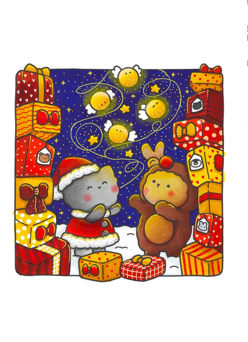 Merry Christmas Coloring Pages, 40 Cute, Cozy & Comfy Winter Illustrations with Little Friends (Printable Instant Digital Download PDF) image 8