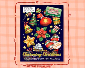 Christmas Coloring Book: Santa, Gnomes, Animals (Digital Download)