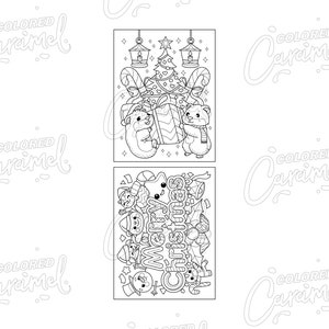 Kawaii Christmas Coloring Book, Printable Instant Digital Download PDF, Colorable Pages with Santa Animals, Joyful Elves, Festive Desserts image 7