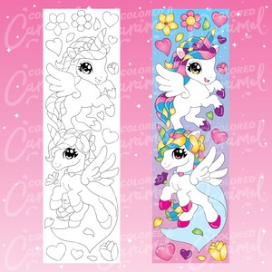 Coloring Unicorn Bookmarks Printables Instant Download PDF, Cute Set of ...