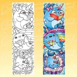 Kawaii Summer Coloring Bookmarks, Printables Instant Digital Download ...