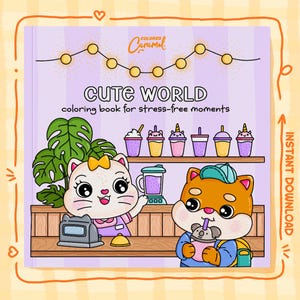 Kawaii Animals Coloring Book: Bold & Easy Illustrations (PDF Downloadable E-Book)
