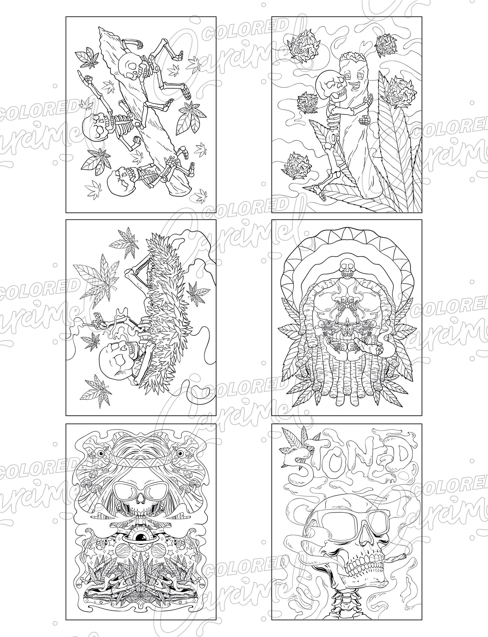 Stoner Coloring Book Digital Download PDF Funny & Cool Skulls | Etsy