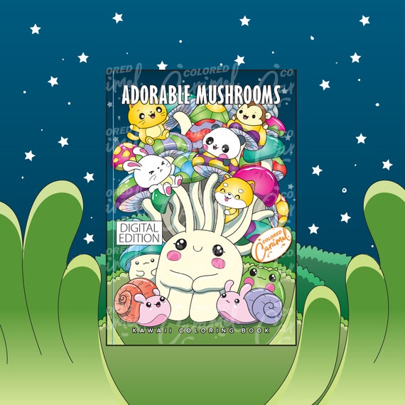 Kawaii Mushrooms Printable PDF Download Coloring Book Pages