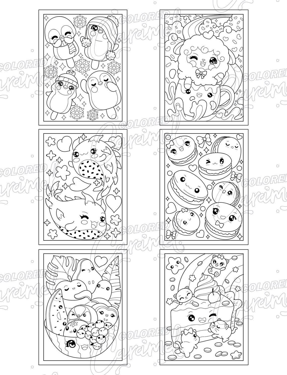 Kawaii Food Coloring Book Printable PDF Download Pages Cute Etsy