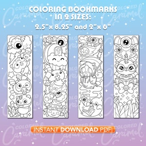 Creepy Kawaii Coloring Bookmarks, Printables Instant Digital Download ...
