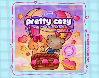 Pretty Cozy Coloring Book, 40 Comfy Hygge Illustrations with Cute Little Animal Friends (Printable Instant Digital Download PDF)