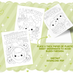 Food Puns Coloring Book, Printable PDF Instant Digital Download, Colorable Pages with Cute and Funny Valentines Stress-Relieving Quotes image 2