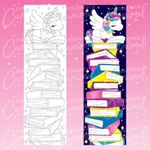Coloring Unicorn Bookmarks Printables Instant Download PDF, Cute Set of ...