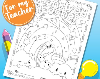 Teacher Appreciation Coloring Page: Rainbow Thank You Gift (Digital Download)