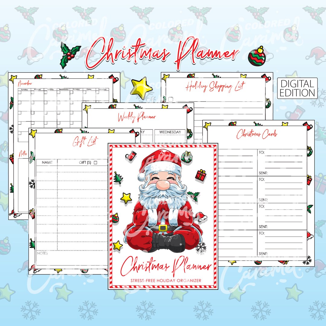Christmas Planner, Printable PDF Advent Organizer and Todo Templates