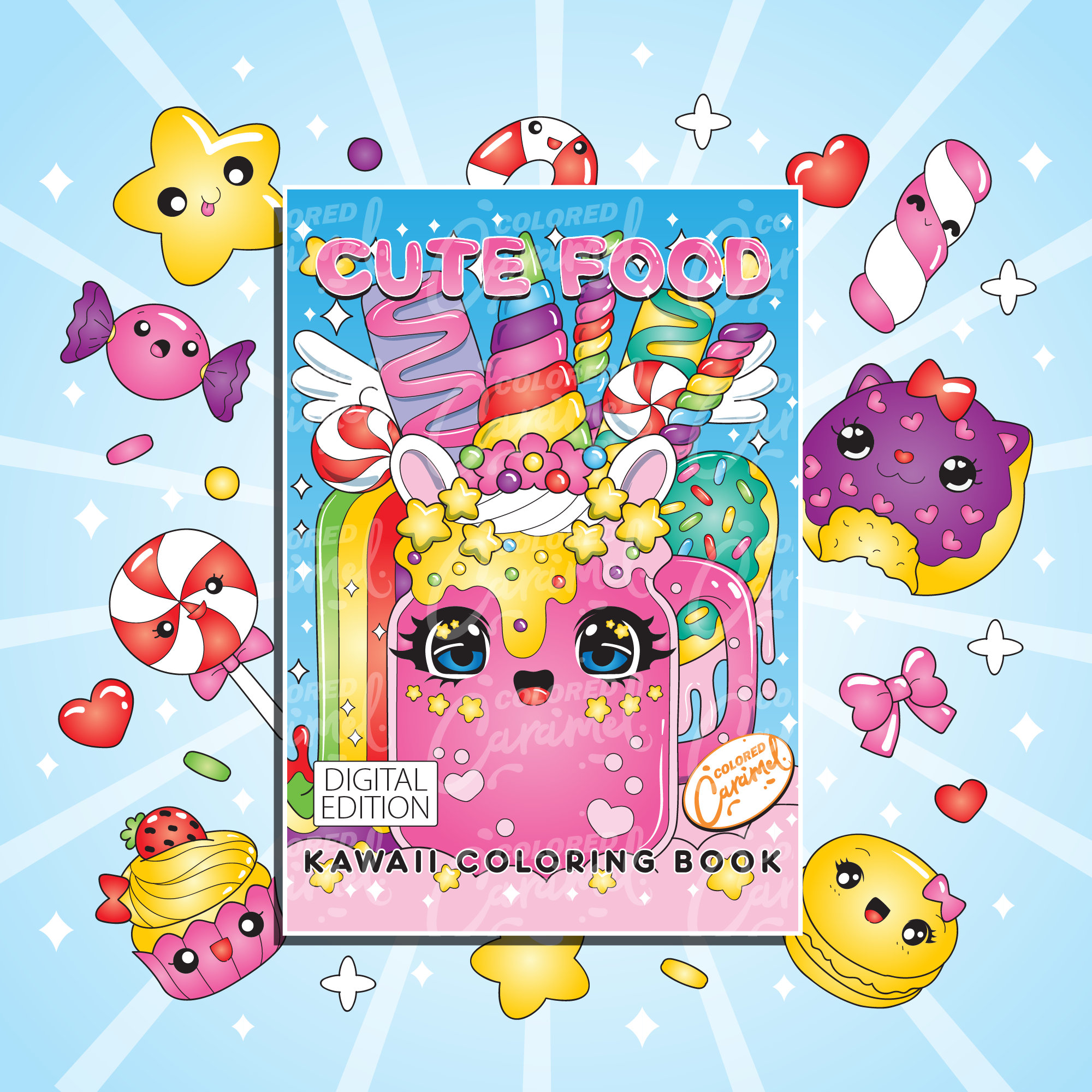 Cute Stuff Coloring Book: Coloring Books With Adorable Illustrations Such  As Cute Bunnies, Unicorns, Desserts, Foods And More For Stress Relief 