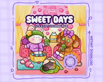 Cute and Cozy Coloring Pages, 40 Comfy and Fun Illustrations with Little Friends (Printable Instant Digital Download PDF)
