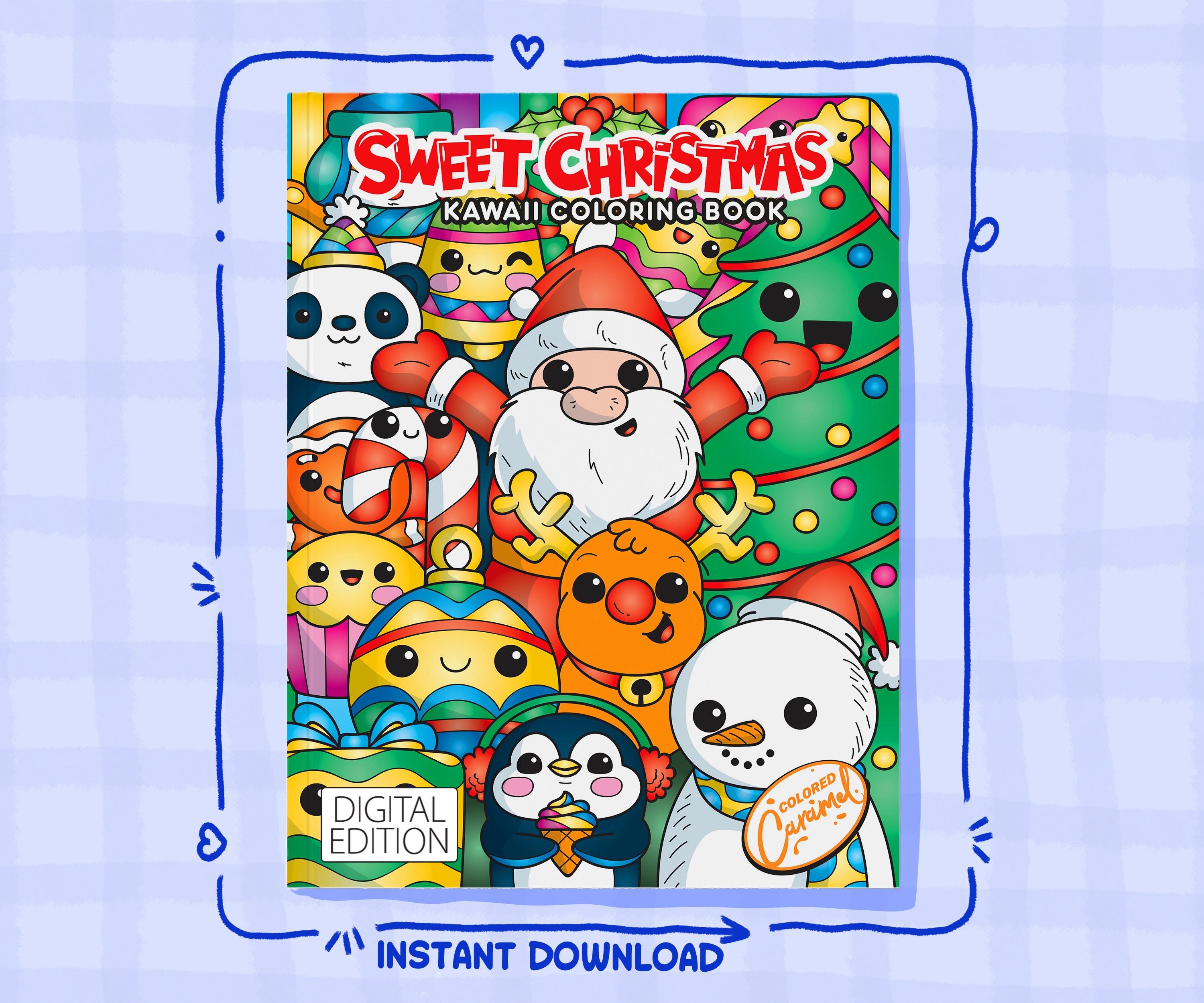 Kawaii Christmas Coloring Book: Santa, Animals, Elves — coloring book cover