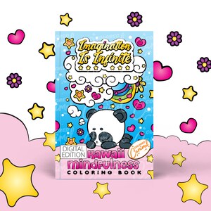 Kawaii Mindfulness Coloring, PDF para impressão, download digital instantâneo, páginas coloridas com animais fofos e citações conscientes e relaxantes positivas