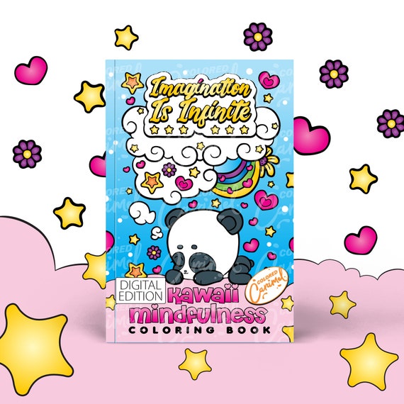 Kawaii Mindfulness Coloring Book Digital Download PDF Cute