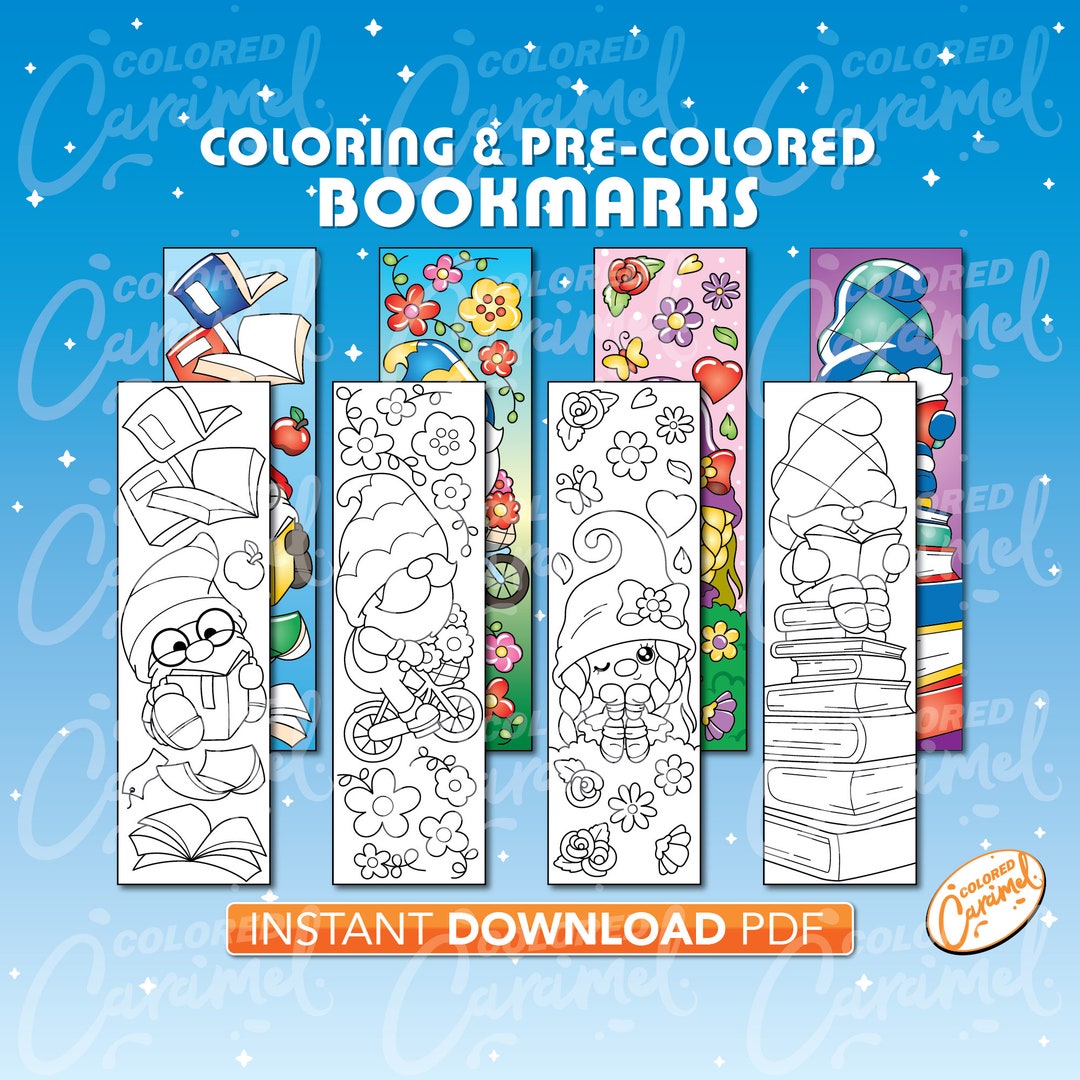 Gnome Coloring Bookmarks, Printables Instant Digital Download PDF, Cute ...