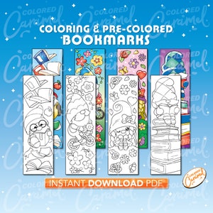 Gnome Coloring Bookmarks, Printables Instant Digital Download PDF, Cute Set of Colorable, Colorful DIY Make Your Own Marker for Books