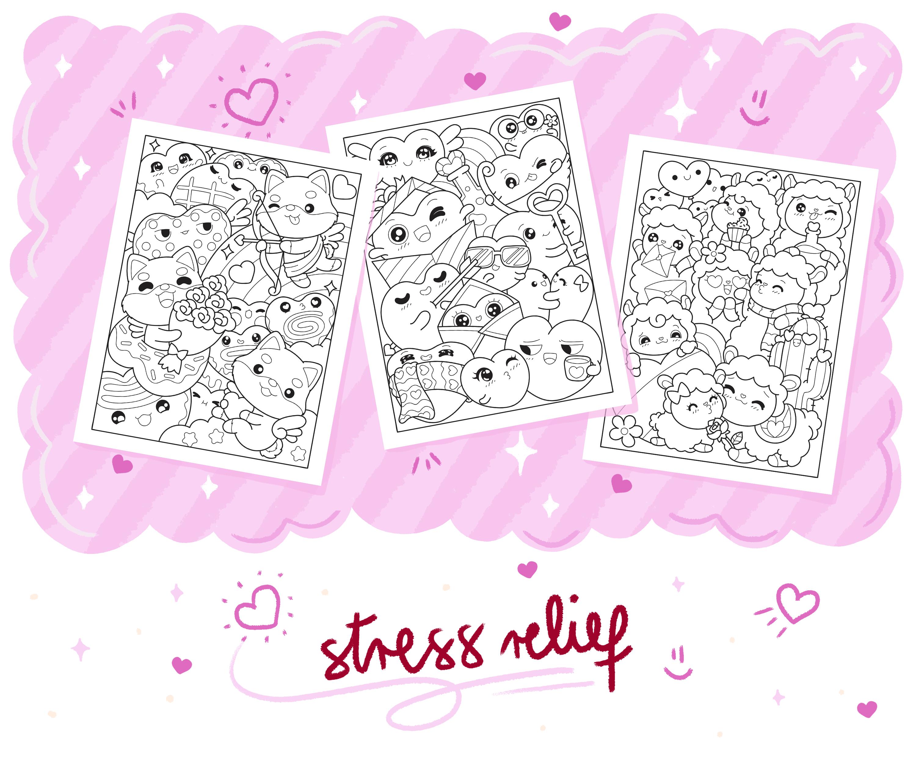 Love Doodles Kawaii Coloring Book Printable PDF Download - Cute and Fun ...