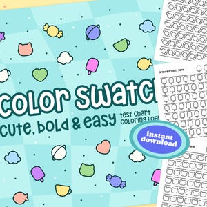 Leere Farbmuster-Charts, sofortiger Download druckbare digitale PDF-Blätter, DIY zu Hause Palette zum Ausmalen von Büchern, Seiten und Illustrationen