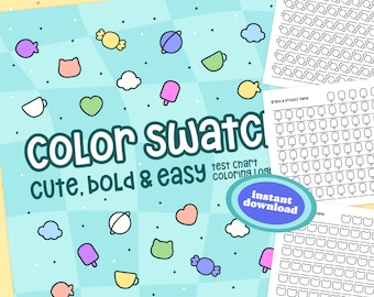 Blank Color Swatch Charts, Instant Download Printable Digital PDF Sheets, DIY at Home Palette For Coloring Books, Pages and Illustrations