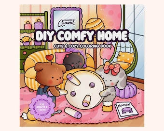 Comfy, Cozy, and Cute Coloring Pages, 40 Fun Home Illustrations with Little Friends (Printable Instant Digital Download PDF)