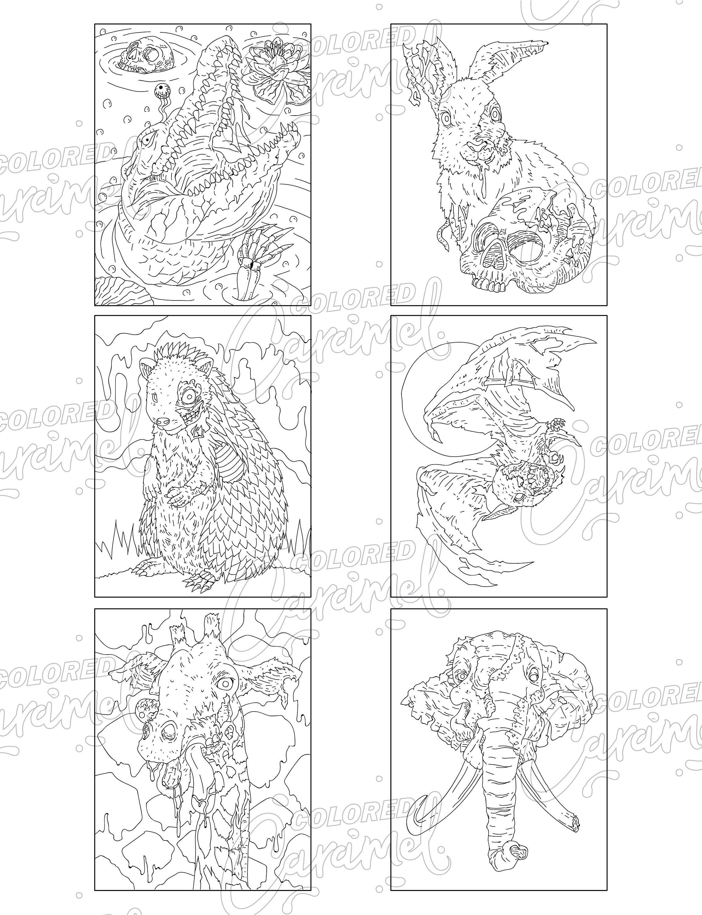 Cool Zombie Animals Printable PDF Download Coloring Book 25 | Etsy