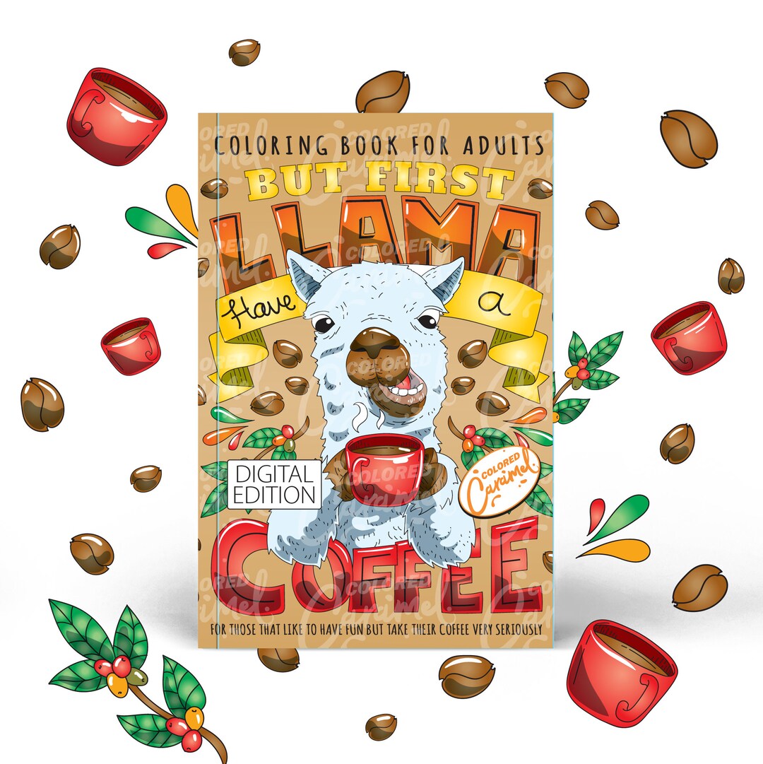 Coffee Animals Coloring Book, Printable PDF Instant Digital Download