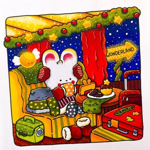 Merry Christmas Coloring Pages, 40 Cute, Cozy & Comfy Winter Illustrations with Little Friends (Printable Instant Digital Download PDF) image 9